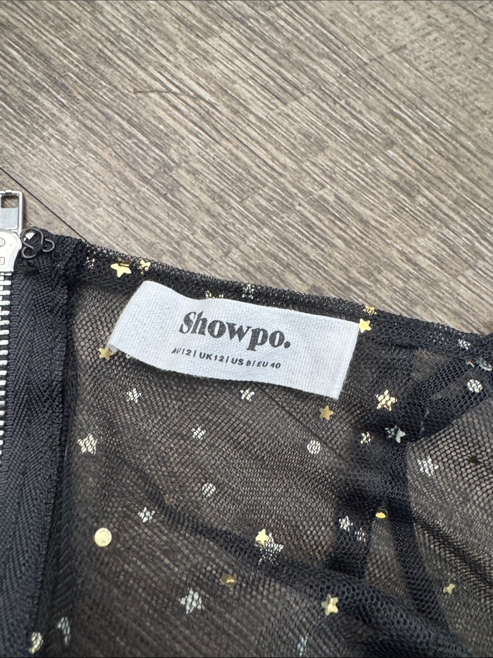 Showpo Black Mesh Dress with Gold Star Accents - Picture 2 of 2